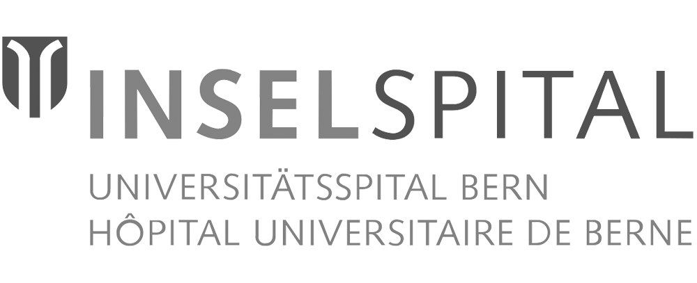 Logo des Inselspitals Bern mit deutschem und französischem Text und Emblem links.
