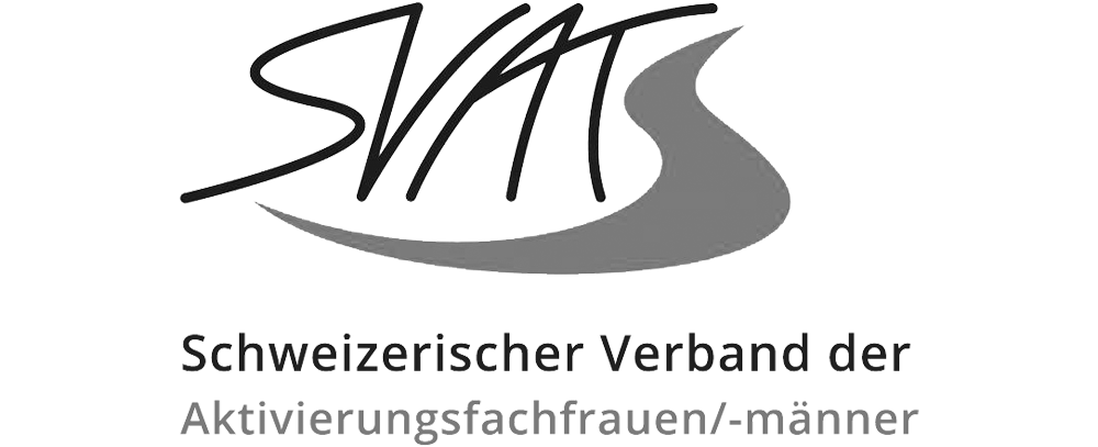 Logo mit stilisierten Buchstaben "SVATS" und Text "Schweizerischer Verband der Aktivierungsfachfrauen/-männer".